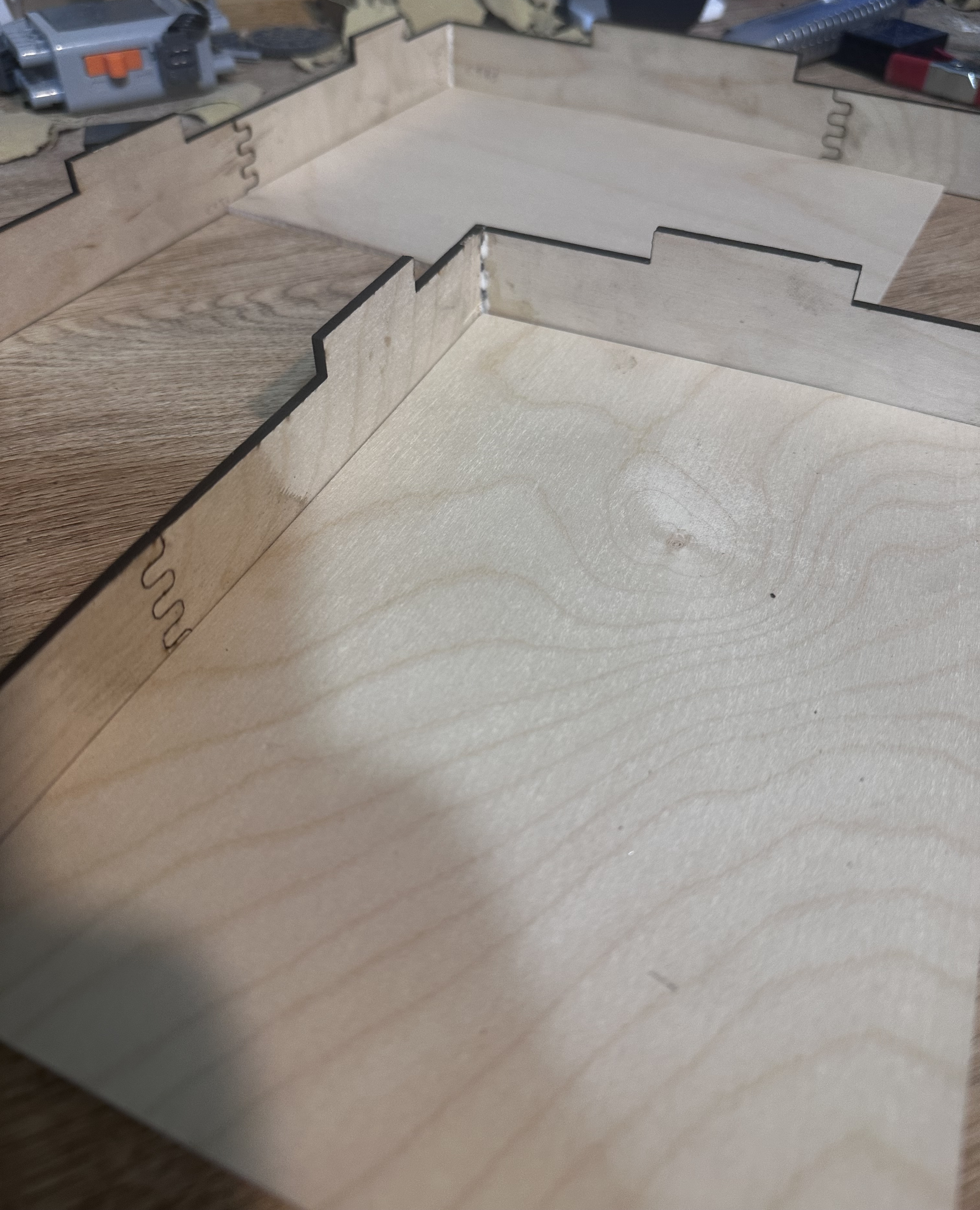 Cut parts — fingers and rabbet